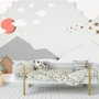 Papier peint panoramique paysage montagneux blanc et gris pour enfants