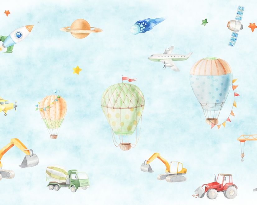 Kids Hot Air Balloons Wallpaper Mural