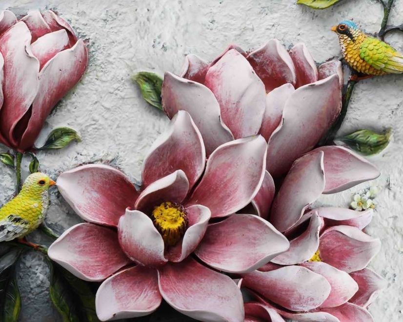 3D Embossed Look  Lily Flower Wallpaper Mural