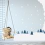 Kids White Winter Landscape with Green Pine Tree Wall Decal Sticker