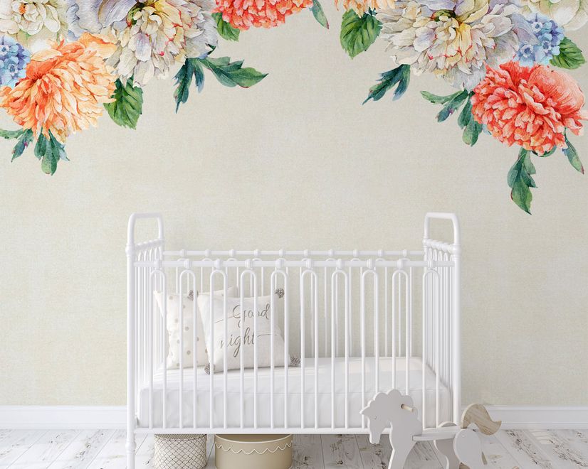 Orange Peony Floral Wall Decal Sticker
