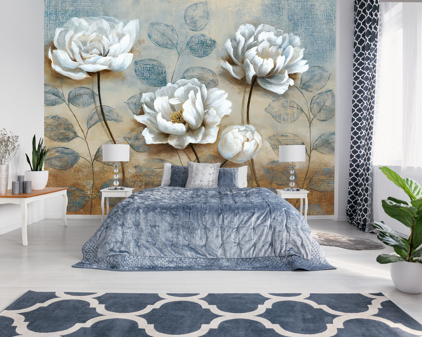 Vintage Oil Painting Peony Floral Wallpaper Mural