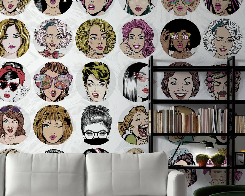 Woman Face Pop Art Wallpaper Mural