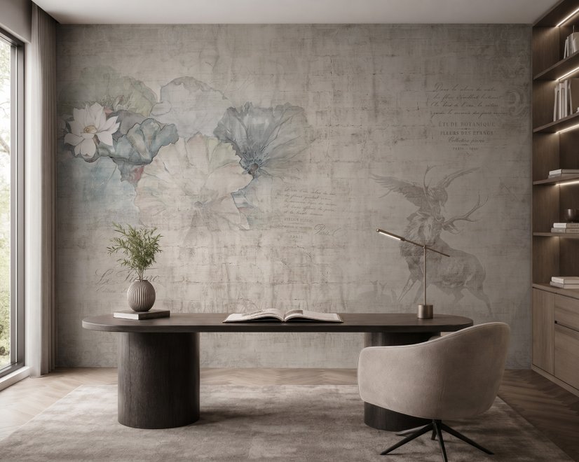 Nostalgic Lotus Flowers Wallpaper Mural