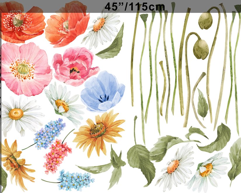 Buntes Wildblumen-Wandtattoo