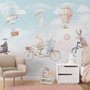 Papier peint pour enfants animaux heureux dans le ciel