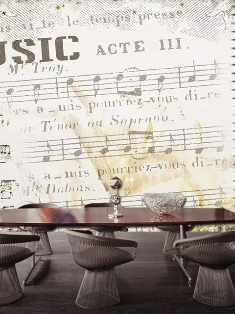 Nostalgic Beige Music Notes Wallpaper Mural