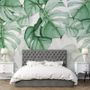 Light Green Tropical Leaves Wallpaper Mural