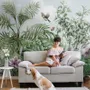 Tropical Leaves with Birds and Florals Wallpaper Mural