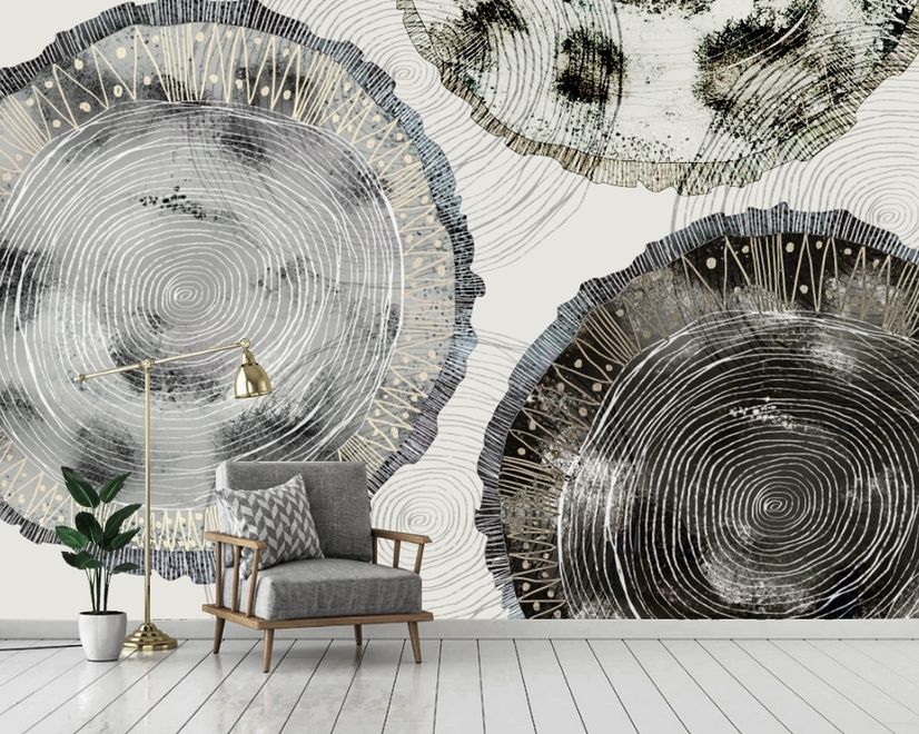 Watercolor Abstract Round Art Wallpaper Mural