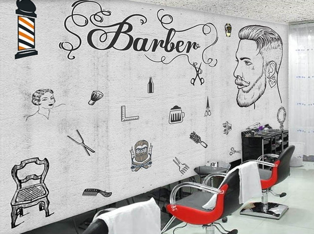 Fototapete Charcoal Barbershop und Haarschnitt - Selbstklebende