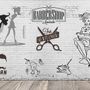 Monochrome Barbershop and Haircut Wallpaper Mural