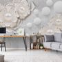3D Look White Pearl Flower Wallpaper Mural