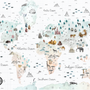 Kids Map with Little Animals Wallpaper Mural