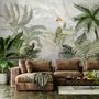 Papier peint forêt tropicale verte perroquet