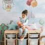 Watercolor Cute Houses with Flying Animals Wallpaper Mural for Kids