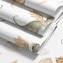 Kids wallpaper with sage, caramel and blue-gray watercolor dragons, clouds, sun and stars on white