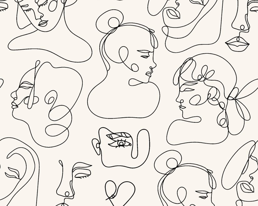 Elegant Abstract Faces Wallpaper Mural