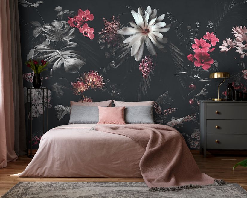 Dark Floral Garden Wallpaper Mural
