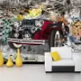 Vintage Car with Graffiti Brick Wallpaper Mural