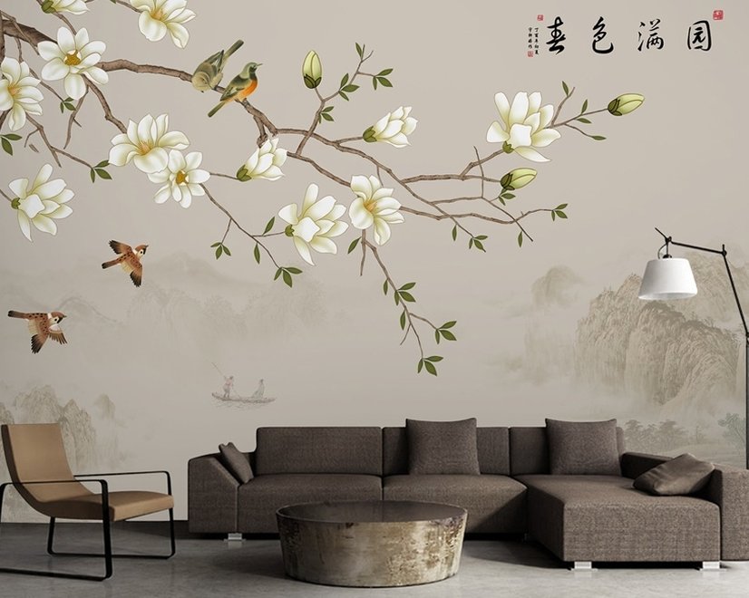 Vintage Plum Blossom Floral Wallpaper Mural