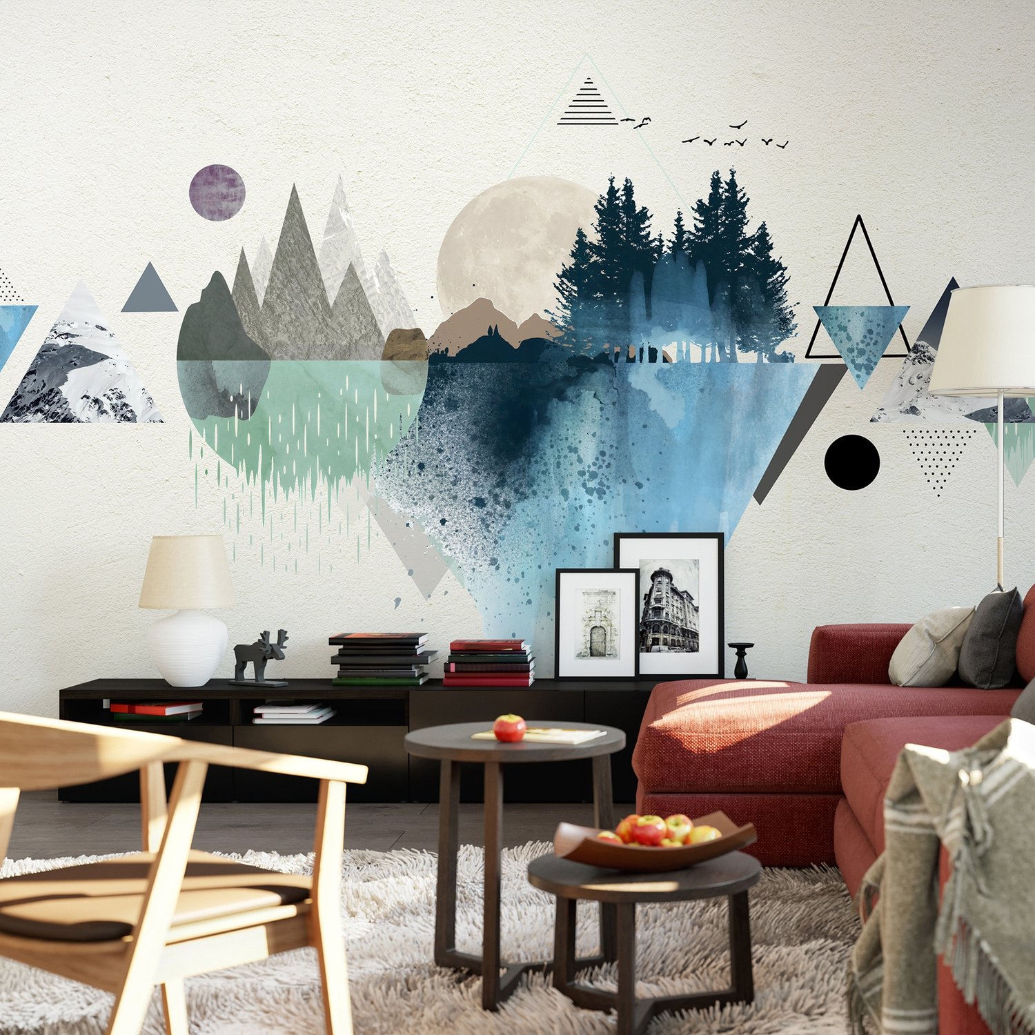 Forest Geometric Pattern Wallpaper Mural - Peel and Stick