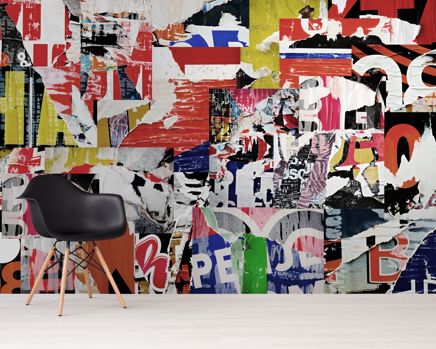 Street Collage Art Wallpaper Mural - Peel and Stick