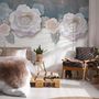 Papier peint panoramique vintage à fleurs de roses blanches