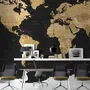 Black Political World Map Wallpaper Mural