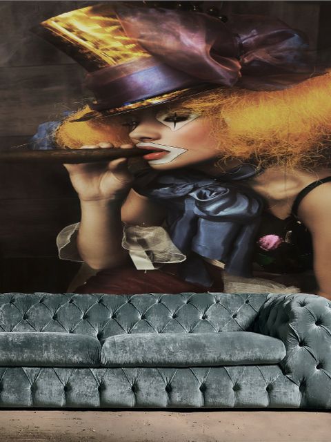 Girl Clown with a Cigar Wallpaper Mural