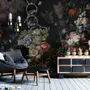 Dark Dutch Floral Bouquet with Birds Wallpaper Mural