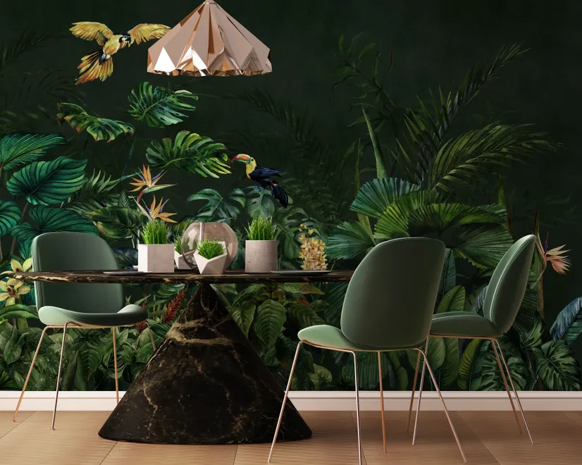 Papier peint plantes tropicales sombres