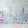 Vintage Hydrangea Flowers and Cactuses Wallpaper Mural