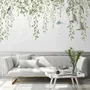 Green Hanging Leaves with Colorful Birds Wallpaper Mural