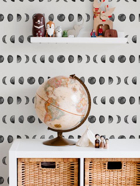 Papier peint panoramique aquarelle avec croissant de lune