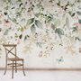 Papier peint aquarelle floral doux avec feuilles vertes