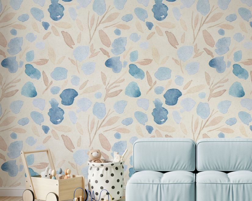 Watercolor Leaf and Twigs Printing Wallpaper Mural