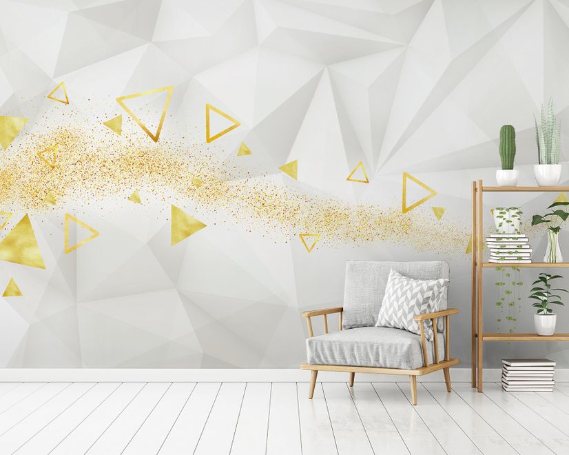 Geometric Yellow Trigon Pattern Wallpaper Mural