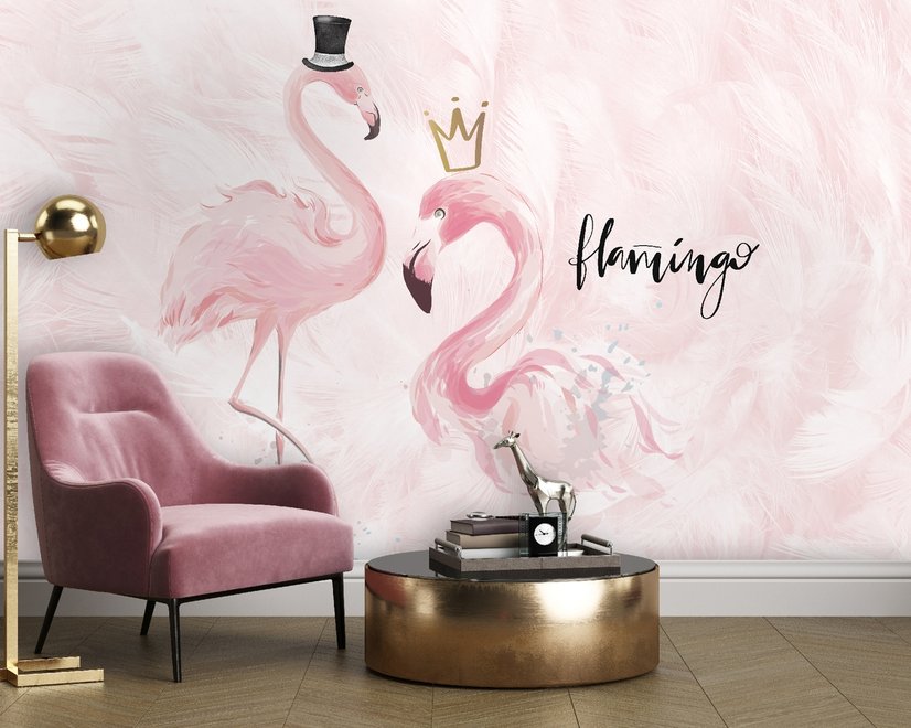 Powder Pink Flamingo Wallpaper Mural