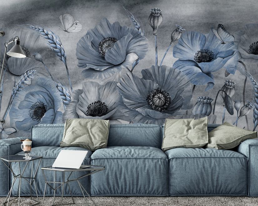 Corn Poppy Flowers Painting Art Wallpaper Mural