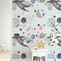 Cat Flying Over The Moon and Stars Wallpaper Mural
