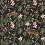 Watercolor Dark Tropical Art with Leopard Wallpaper Mural