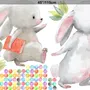 The Cute Bunny Reading Books with Colorful Polka Dots Kids Wall Decal Sticker