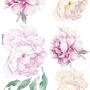 Aquarell Rosa Weiß Blumensträuße mit Grünen Blättern Wandtattoo