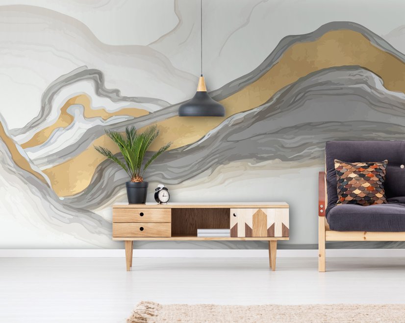 Abstract Smoke with Lines Wallpaper Mural