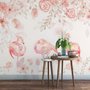 Fototapete mit Rosa Flamingo und Rosa Blumen