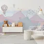 Kids Soft Misty Mountain Landscape and Old Hot Air Balloons