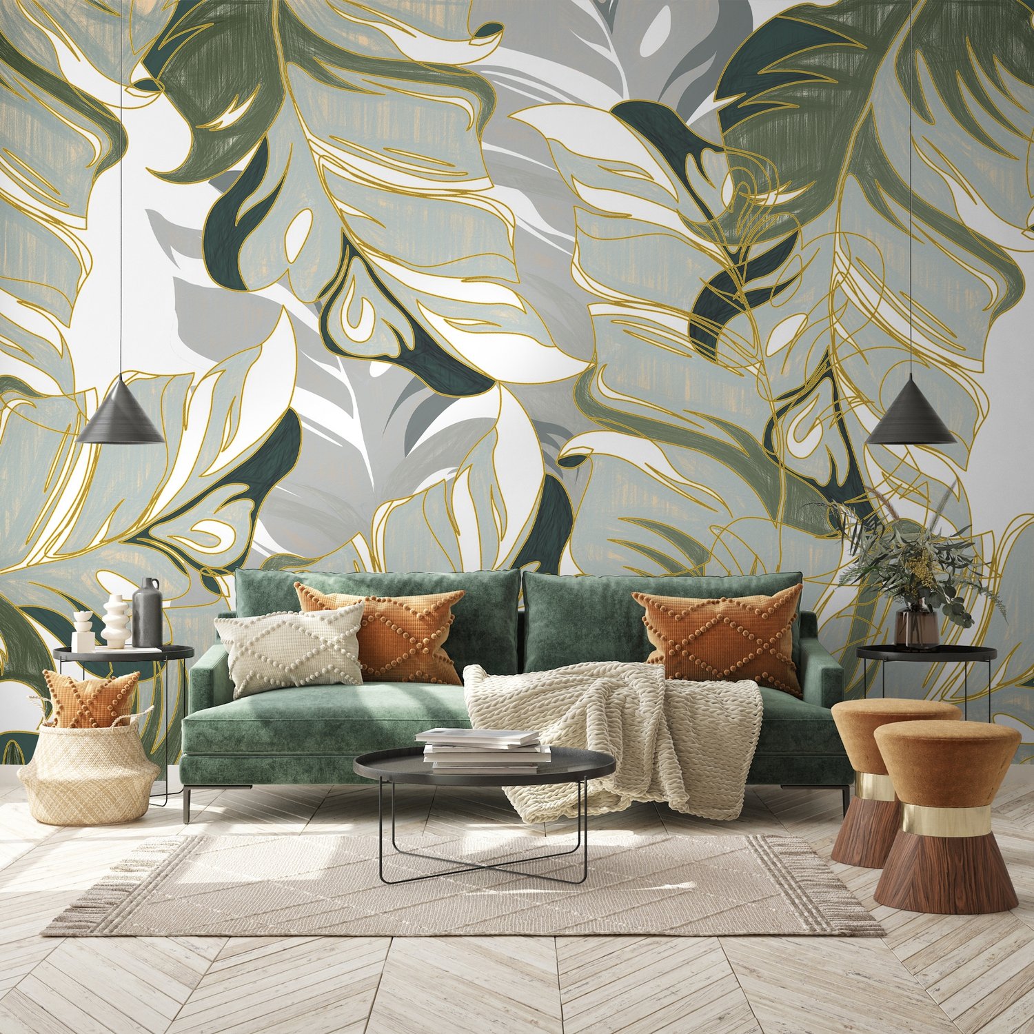 Tropical Fresh Leaf Wallpaper Mural - Peel and Stick
