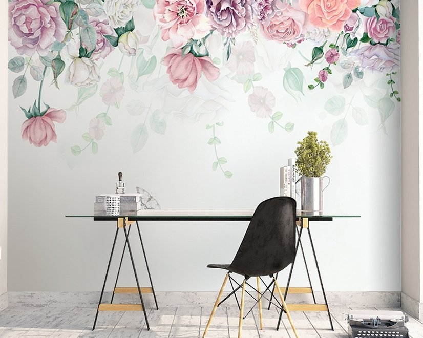 Papier peint fleurs de pivoine vintage