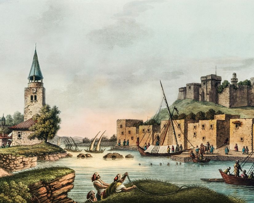 Historical City Wall on Seaside Wallpaper Mural